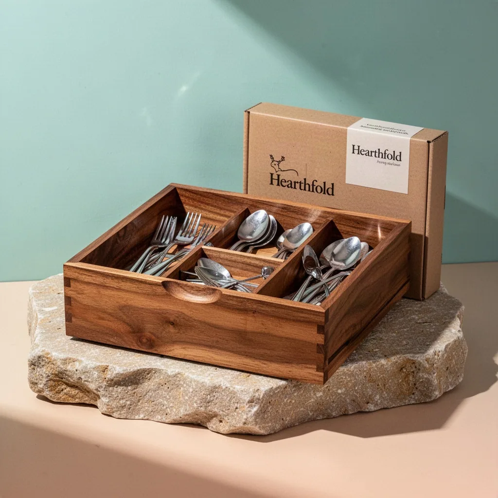 Hearthfold Expandable Bamboo Cutlery Organiser
